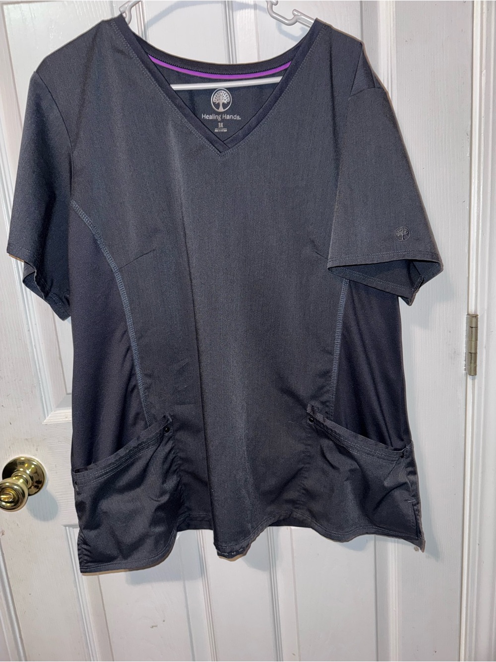 Healing Hands Purple Label Scrub Top Pewter